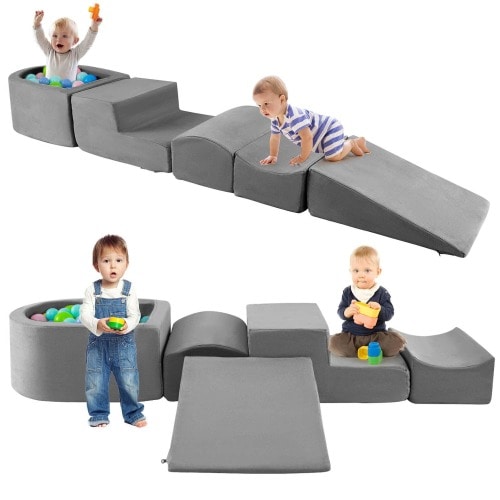 Costway 5PCS Climb and Crawl Playset with Ball Pit for Kids Zippers - See Details