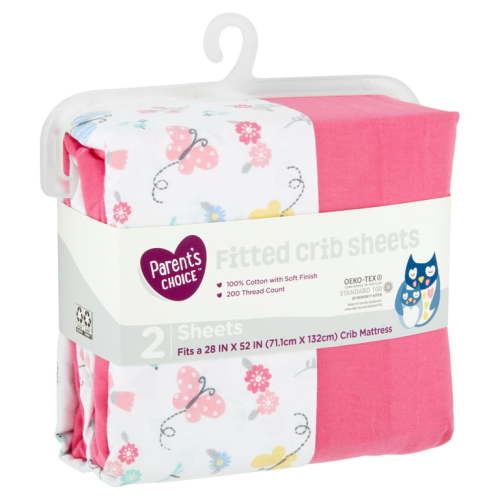 Parent's Choice Butterfly Fitted Crib Sheets, 2 Count