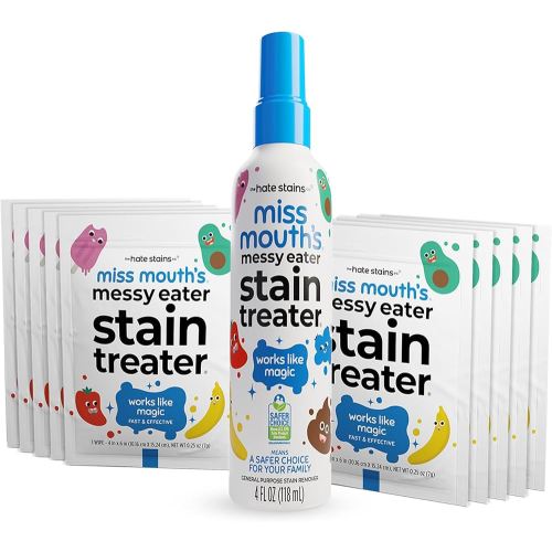 Miss Mouth's Messy Eater Stain Treater Spray - 4oz & 10 Wipes Stain Remover - Newborn & Baby Essentials - No Dry Cleaning Food, Grease, Coffee Off Laundry, Underwear, Fabric