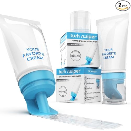 Eli & Ali Tush Swiper - Diaper Cream Applicator Fits Most Creams, Blue 2pk | Hands Free Diaper Rash Cream & Butt Paste Applicator, Mess-Free Travel Ready & Hygienic Alternative to Diaper Cream Spatula