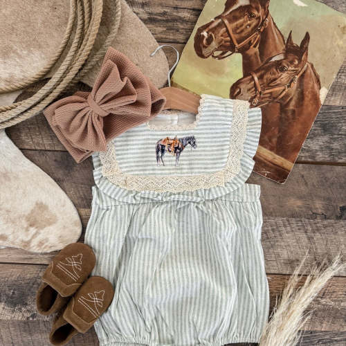 Ole' Trusty Green Striped Lace Romper/Dress – theFRINGEDpineapple