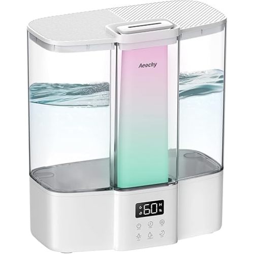 Geek-Level Aeocky Humidifier for Baby, Quiet Ultrasonic Humidifiers for Bedroom, Nursery with Ambient Light, 4L Top-Fill Cool Mist Diffuser with Timer, Sleep, Auto, Constant Humidity Mode