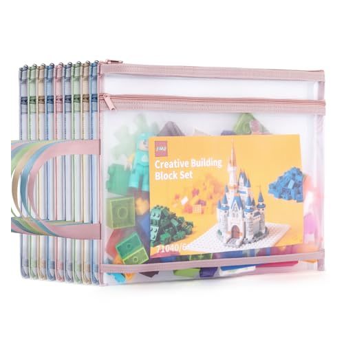 10 Pack A4 Colored Mesh Zipper Pouch Bags Double-layer Pencil Pouch,3+ | for Puzzle Building Block Sets Toy Storage Bags For Travel Board Game Cosmetics Office Home Classroom Organization