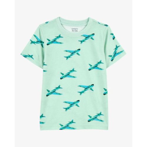 Airplane Print Knit Short-Sleeve Tee - Green - Carter's | Carter's