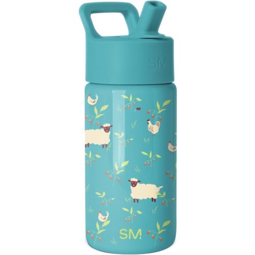 Simple Modern Kids Summit Water Bottle with Straw Lid | 14oz Stainless Steel Cup Insulated Tumbler for Toddlers, Girls, School | Sheeps & Strawberries