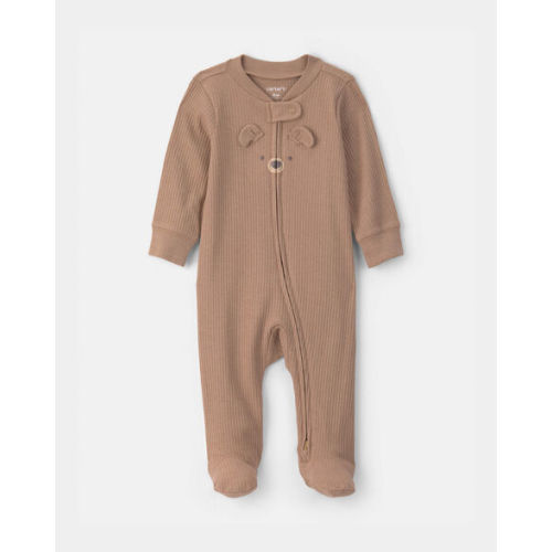 Baby Bear Cotton 2-Way Zip Sleep & Play Pajamas - Brown | Carter's