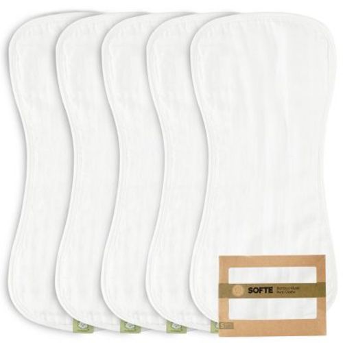 Keababies 5pk Organic Muslin Baby Burp Cloths, Large Absorbent Muslin Burp Cloths, Soft Burp Clothes For Baby (soft White)
