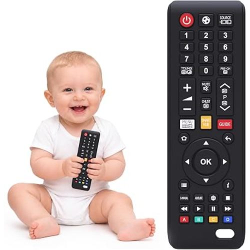 Baby Remote Toys for 0-6, 6-12 Months, Food Grade Silicone Teething Toys,Chew Toys for Babies 3-24 Months, Upgraded TV Remote Control Shape Teether Toys for Baby and Infants