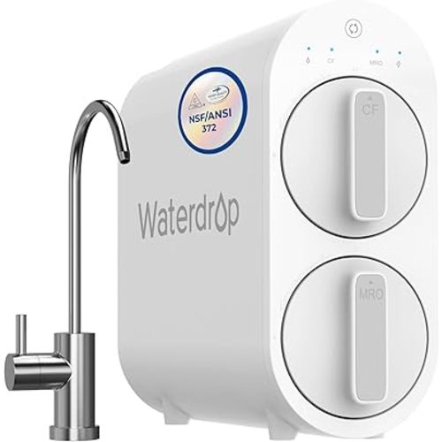 Waterdrop G2 Reverse Osmosis System, 7 Stage Tankless RO Water Filter System, Under Sink Water Filtration System, 400 GPD, 1:1 Pure to Drain, Reduces TDS, FCC Listed, USA Tech, WD-G2-W