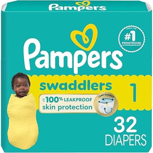 Pampers Baby Diapers - Swaddlers - Size 1, 32 Count, Ultra Absorbent Disposable Infant Diaper