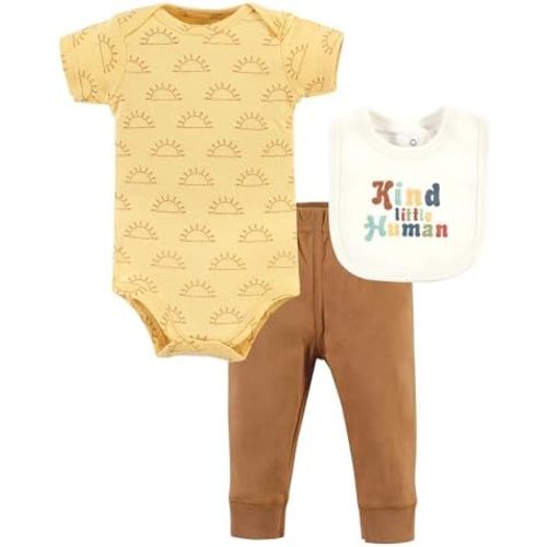 Hudson Baby Unisex Baby Cotton Bodysuit, Pant and Bib Set