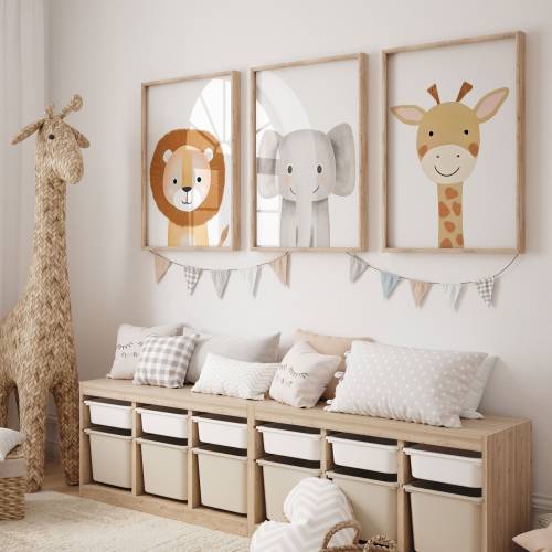 Animal Prints for Nursery - Set of 3 Prints