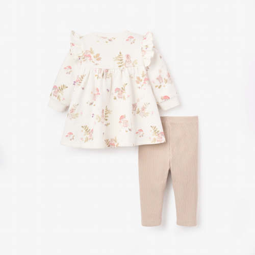 Magical Mouse Print Organic Fleece Dress + Legging Set WHITE / 3-6M