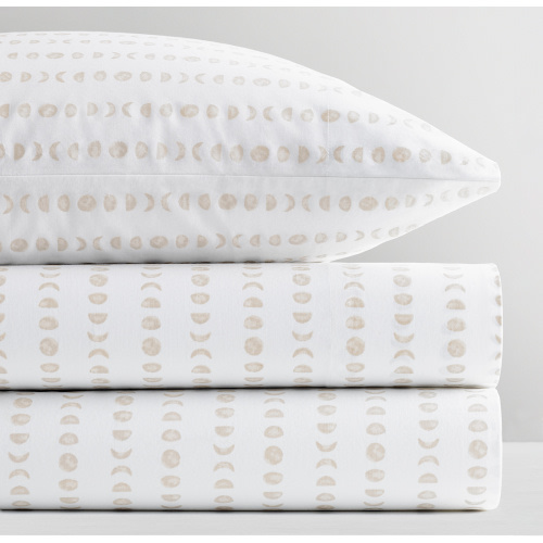 Watercolor Moon Phases Organic Cotton Crib Fitted Sheet | RH Baby & Child