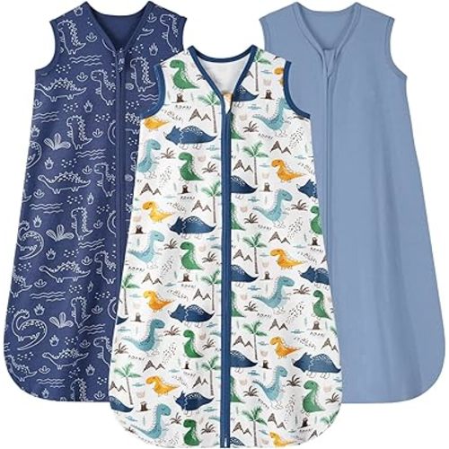 Looxii Baby Sleep Sack 0.5 TOG, 100% Cotton 3 Pack Wearable Blanket Baby Sleep Bag for Newborn Infant, 2-Way Zipper Lightweight Toddler Sleeping Sack 6-12 Months