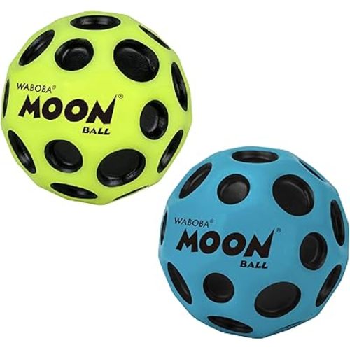 Waboba The Original Moon Ball 2 Pack - Super Bouncy Wall Balls for Kids and Teens - Outdoor Sports Toy Gift - Yellow & Cobalt
