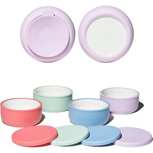 Porcelain Kids Bowls with Removable Silicone Sleeve & Lid – Strong Suction Base, Microwave & Dishwasher Safe, Toddler-Proof, Non-Slip Ceramic Feeding Bowls for Babies & Toddlers (Set of 4)