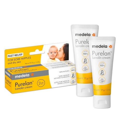 Medela Purelan Lanolin Nipple Cream, Fast Relief, Baby Safe, 37g x2