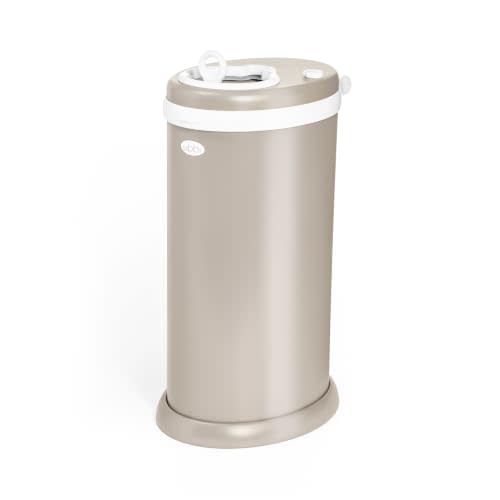 Ubbi Stainless Steel Diaper Pail, No Special Bags, Odor-Locking, Taupe | Award-Winning Registry Must-Have, Childproof Safety Lid with Lock, Holds Up To 55 Newborn Diapers, Modern Nursery Essential