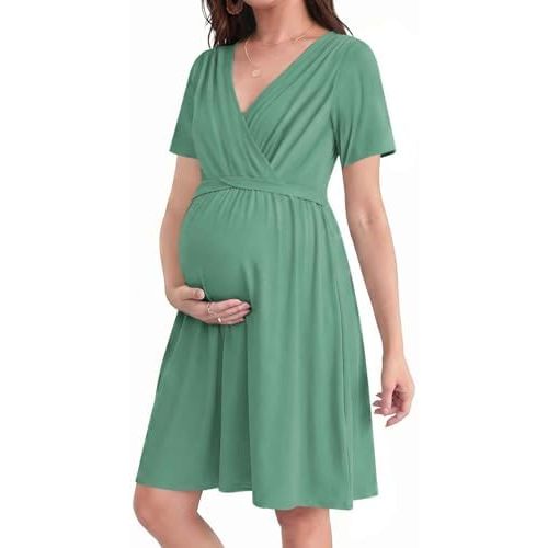 Ekouaer Women 3 in 1 Labor and Delivery Gown Split Front Flap Maternity Hospital Dress Nursing Nightgown for Breastfeeding