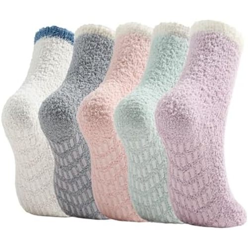 Bevigorio Non Slip Slipper Socks for Women Hospital Fuzzy Socks with Grips Cozy Grippy Winter Warm Gifts