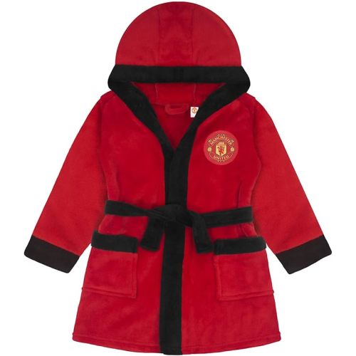 Manchester United Baby Dressing Gown Toddler Robe Hooded Fleece OFFICIAL Gift