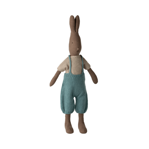 Maileg - Rabbit, Size 3 - Brown - Knitted Shirt and Overall