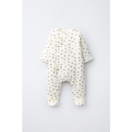 Size: 6-9mo - QUILTED FLORAL PRINT JUMPSUIT - Ecru | ZARA United States