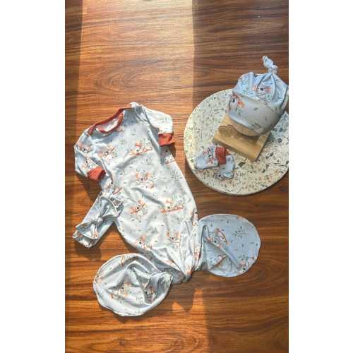 Koala Baby Knotted Gown Set: Newborn Sleeper with Mittens