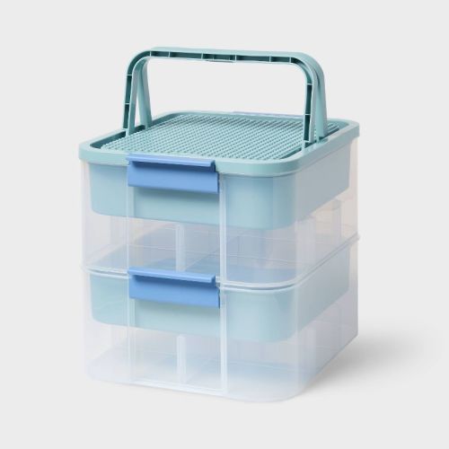 3.9gal Building Brick Play Latching Stacking Storage Blue - Brightroom™
