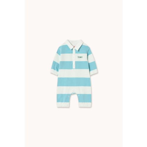 CYAN STRIPES POLO ONE-PIECE light cyan | TINY