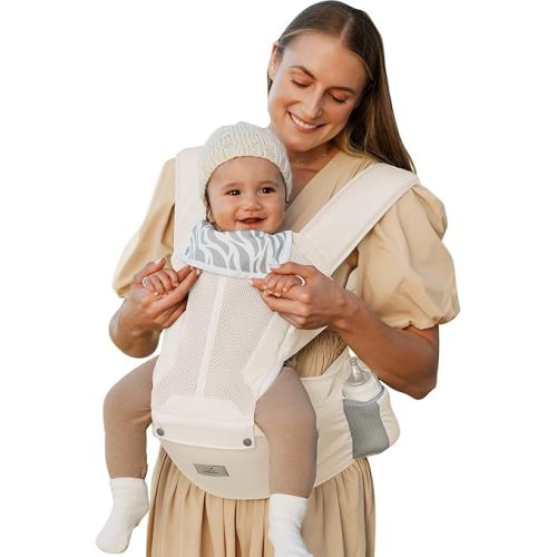 MOMTORY Baby Carrier, Baby Wearing Carrier Newborn to Toddler - Ergonomic, Plus Size Friendly, Cozy and Breathable Baby Carrier with Hip seat for 7-50lbs
