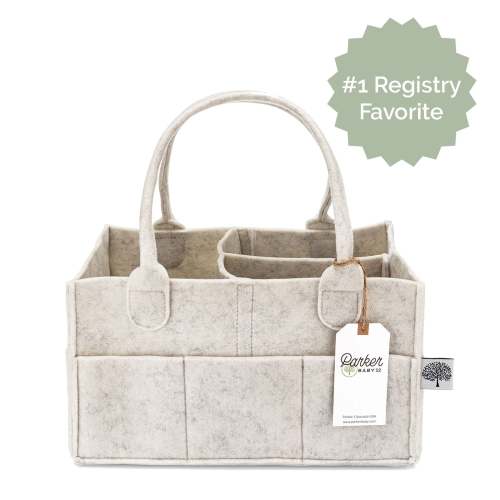 Felt Diaper Caddy Organizer for Baby Essentials - White | Parker Baby Co.