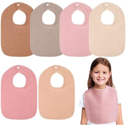 Toulite 6 Pack Muslin Baby Bibs Baby Bandana Drool Bibs Cotton for Unisex Boys Girls Soft Absorbent for Teething and Drooling