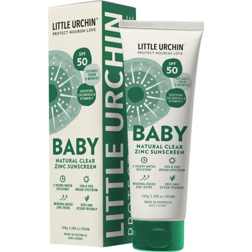 Little Urchin SPF 50 Baby Natural Clear Zinc Sunscreen 100g