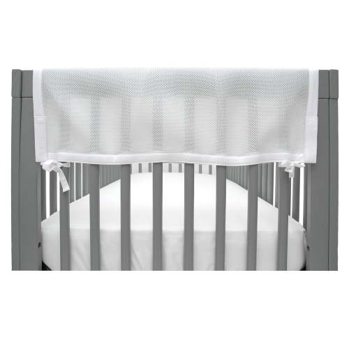 BreathableBaby Mesh Crib RailGuard Teething Cover, White, 27” Short Panel (2-Pack)