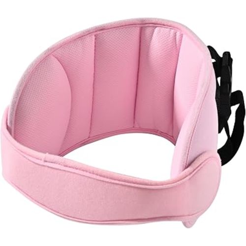 LETTON Kids Head Support Band for Car Seat, Safe, Comfortable Car Seat Head Neck Relief, Adjustable Child Head Band Strap Headrest for Kids, Pale Pink