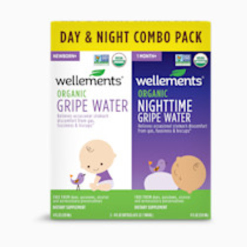 Wellements Organic Gripe Water for Babies Day & Night Combo Pack (4 Fl Oz) - Infant Gripe Water Newborn Calms Occasional Stomach Discomfort from Baby Gas, Colic, Hiccups & Fussiness - USDA Certified
