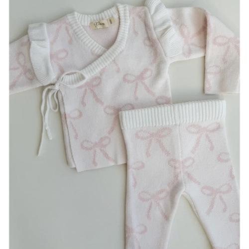 BOW RUFFLE KIMONO SET | BABY PINK