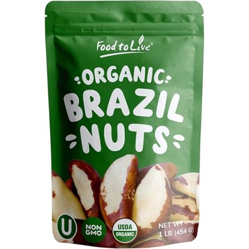 Food to Live - Organic Brazil Nuts, 1 Pound – Non-GMO, Raw, Whole, No Shell, Unsalted, Kosher, Vegan, Keto, Paleo Friendly, Bulk, Rich in Selenium