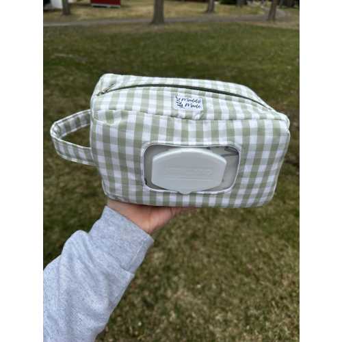Handmade Travel Diaper Pouch - Green Plaid
