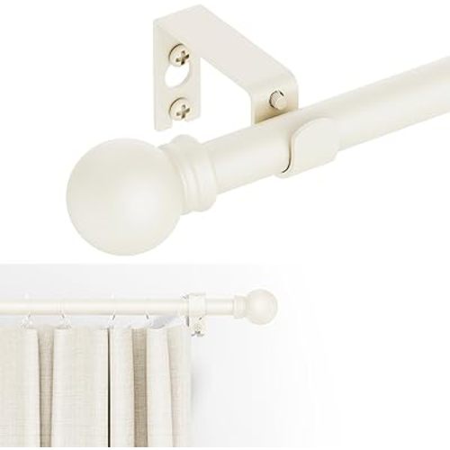 GXOACKJ Curtain Rods for windows 32-48 inch, 5/8 inch Decorative Ivory White Splicing Heavy Duty Metal Curtain Rod set with Brackets