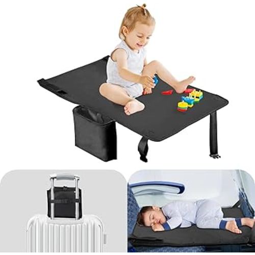 Toddler Airplane Bed, Airplane Seat Extender for Kids, Baby Travel Essentials, Black