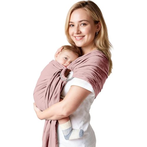 Baby Wrap Ring Sling 7-35 lbs, Baby Sling Carrier for Newborn, Toddler, Infant Holder, Lightweight Baby Carrier Wraps, Pink