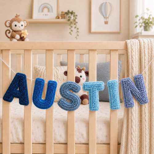Custom Letter Baby Name Banner, Custom Canvas Pennant Nursery Garland, Personalized Newborn Shower Gift