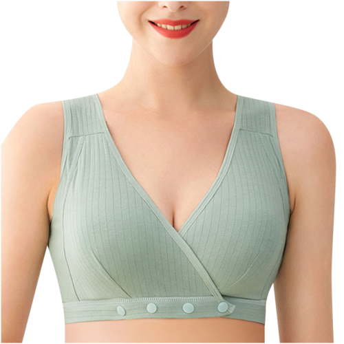 Odeerbi Nursing Bras for Women Front Closure Breastfeeding Bras Comfortable Breathable Vest Style Gathers Pregnant Underwear Green