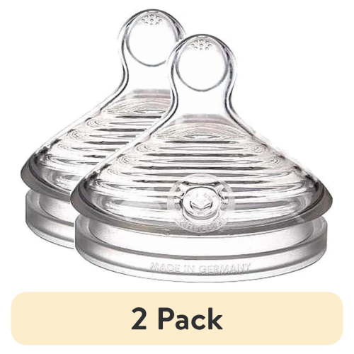 (2 pack) NUK Simply Natural Fast Flow Bottle Nipples, 2-Pack, Silicone