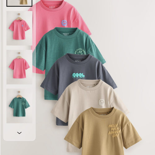 Buy Green/Charcoal/Stone/Pink/Brown Small Short Sleeve Graphic T-Shirts 5 Pack (3mths-7yrs) from Next USA