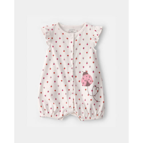 Baby Girl Ladybug Flutter Sleeve Romper - Ivory | Carter's
