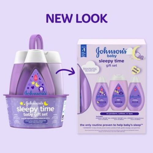 Johnson's Sleepy Time Bedtime Baby Gift Set Includes Baby Bath Shampoo, Wash & Body Lotion - 3ct